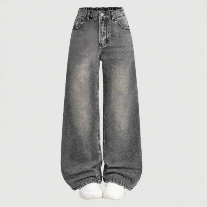 UNISEX GRAY BAGGY JEANS