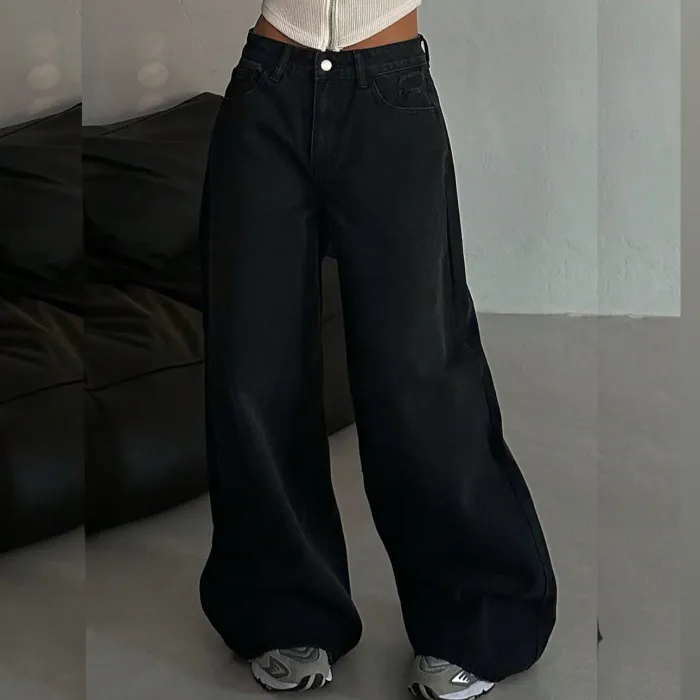 UNISEX- ULTRA WIDE LEG BLACK JEANS